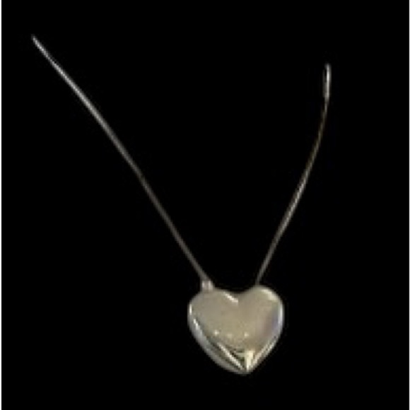 Tiffany & Co. Silver Large Full  Heart Necklace - Picture 4 of 11